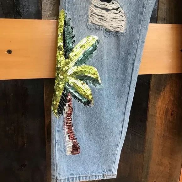 Denim Co Primark distressed jeans with sequins - Picture 4 of 15